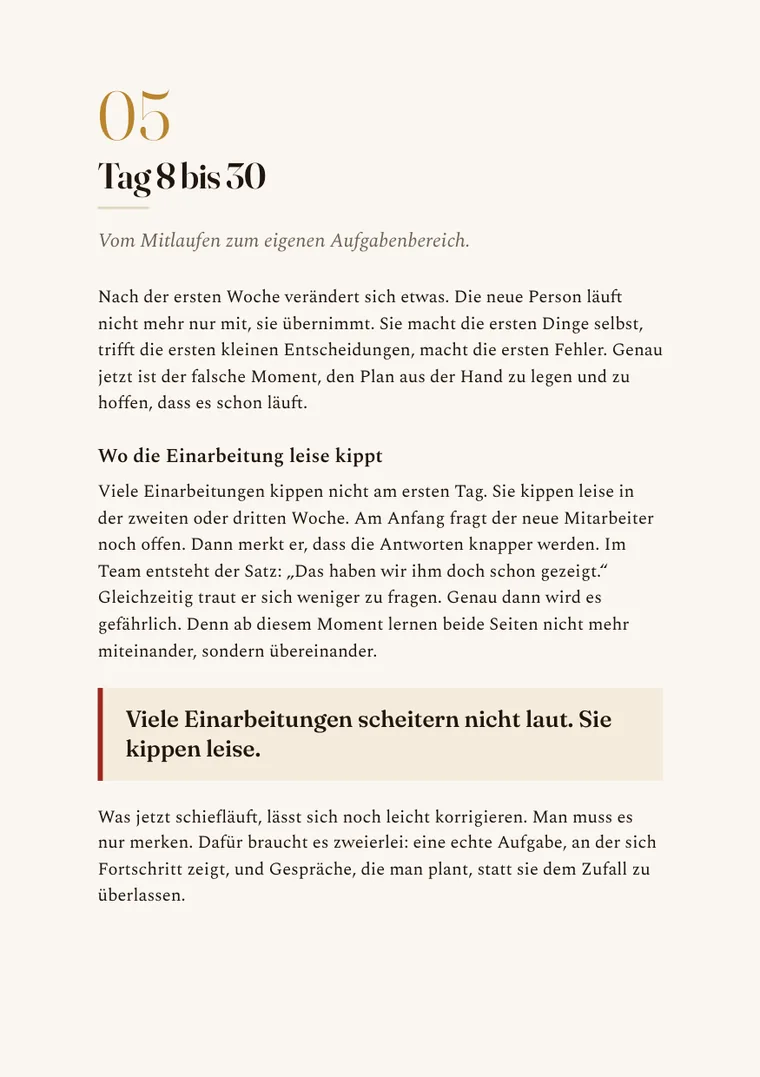 Kapitelauftakt „Tag 8 bis 30“ mit Merksatz-Kasten